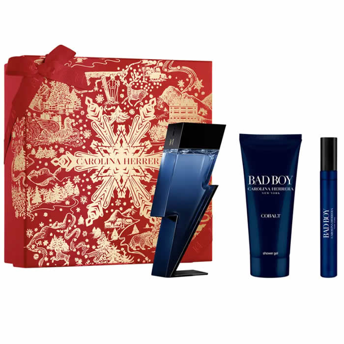 Carolina Herrera - Bad Boy Cobalt Electrique Gift set EDP 100 ml, shower gel 100 ml and miniature EDP 10 ml - 100ml - Feel You