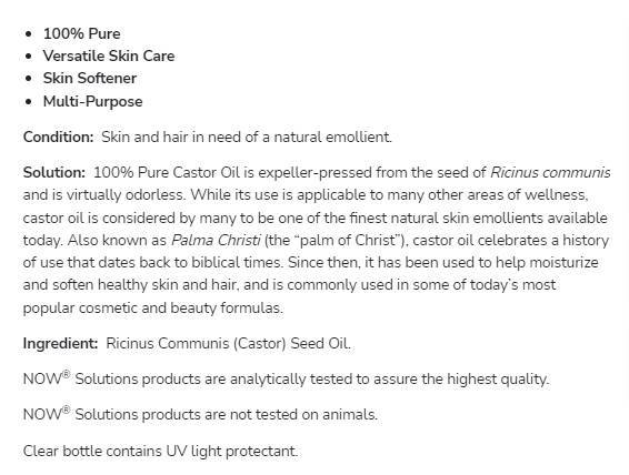 Castor Oil | 100% Pure Versatile Skin Care - 118 мл - Feel You