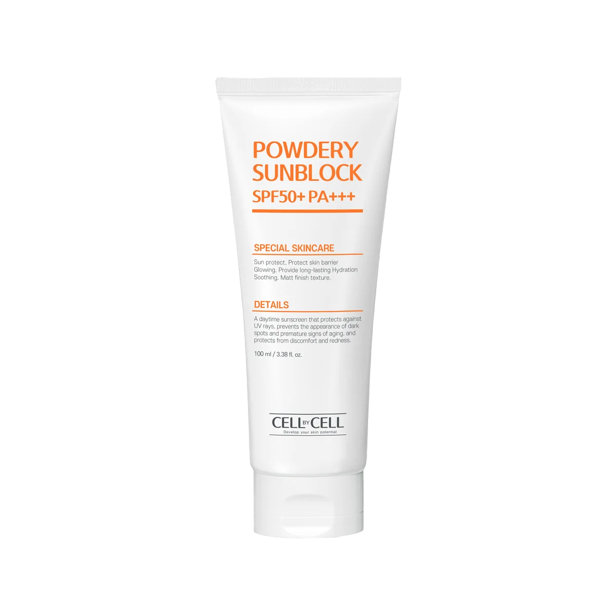 Cell By Cell, Powdery Sunblock, Protecting The Skin Barrier, Sunscreen Cream, For Face, SPF 50+, 100 ml - Feel You