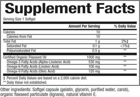 Certified Organic Flaxseed Oil - 90 Гел капсули - Feel You