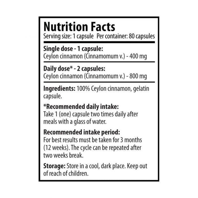 Ceylon Cinnamon 100% 80 капсули - Feel You
