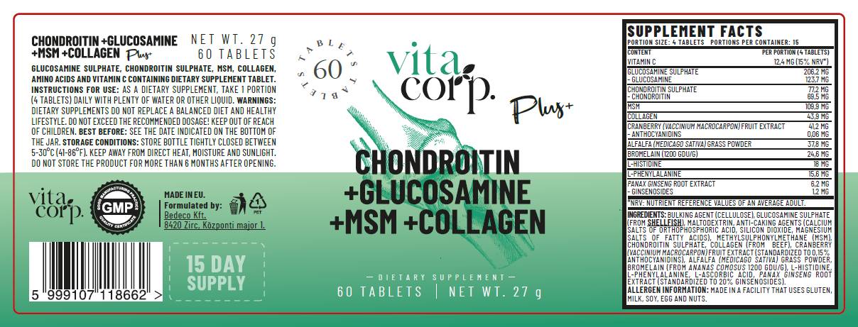 Chondroitin + Glucosamine + MSM + Collagen - 60 Таблетки - Feel You