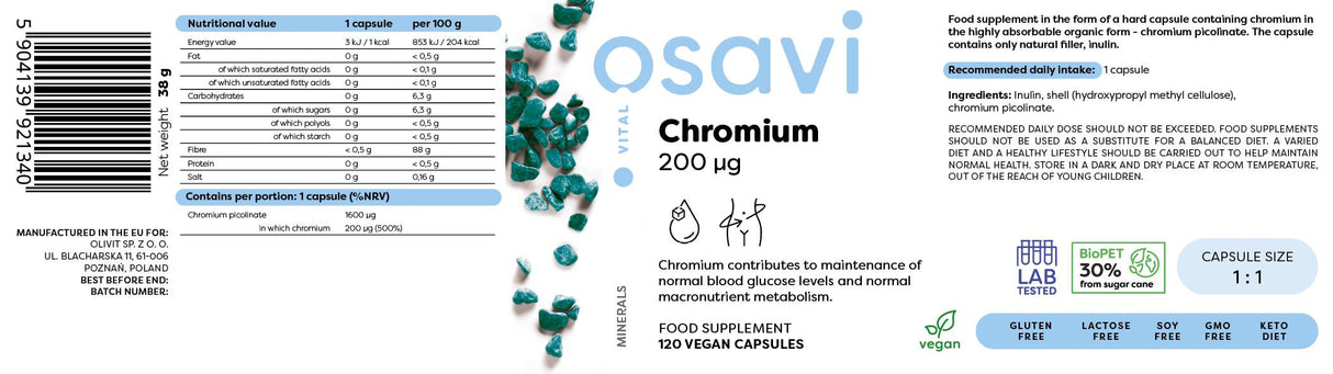 Chromium Picolinate 200 mcg - 120 капсули - Feel You