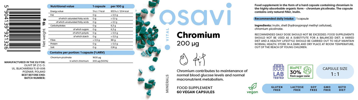 Chromium Picolinate 200 mcg - 60 капсули - Feel You