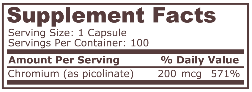 CHROMIUM PICOLINATE 200 МКГ - 100 КАПСУЛИ