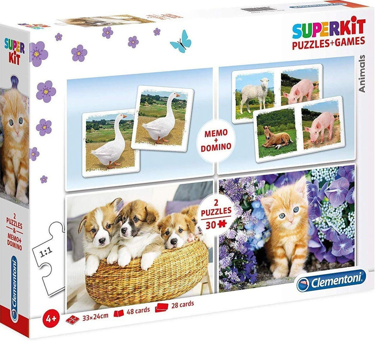 Clementoni, SuperKit, Animals, Puzzle, Unisex, 4+ years, 2 x 30 + 48 + 28 pcs - Feel You