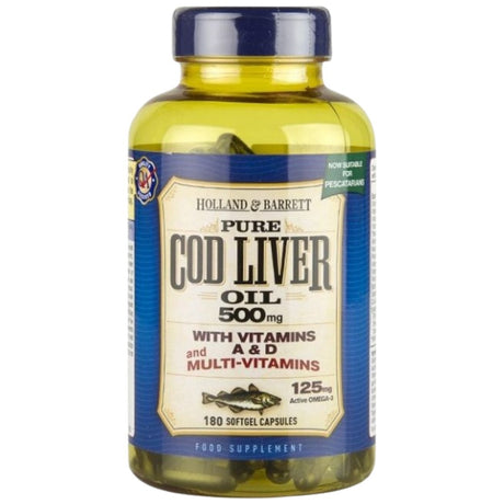Cod Liver Oil 500 mg | With Multi Vitamins - 180 Гел капсули - Feel You