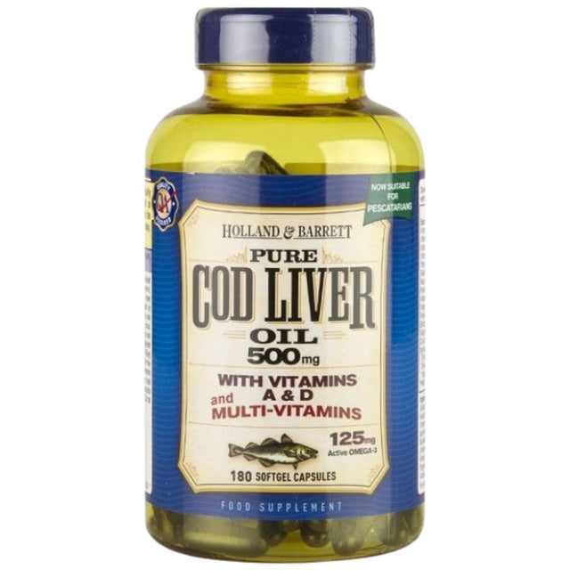 Cod Liver Oil 500 mg | With Multi Vitamins - 180 Гел капсули - Feel You