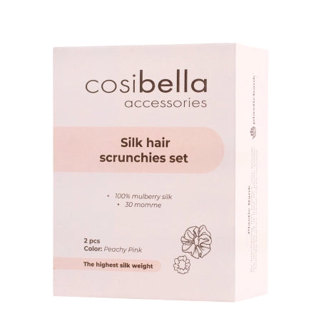Cosibella Accessories - Silk Hair Scrunchie Set - Peachy Pink - Feel You
