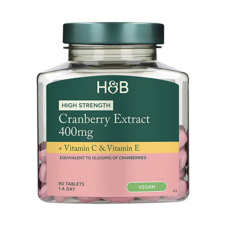 Червена боровинка с витамини С и Е / Cranberry Extract + Vit C & E 400mg 90 tablets таблетки, H&B - Feel You