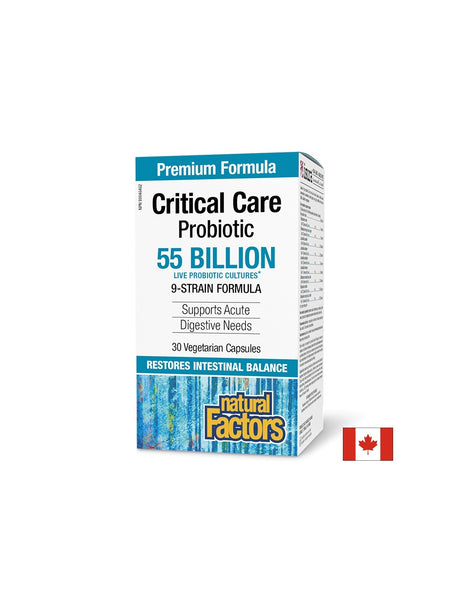 Пробиотик - Critical Care Probiotic, 55 млрд. активни пробиотици, 9 щама формула, 30 V-капсули Natural Factors - Feel You