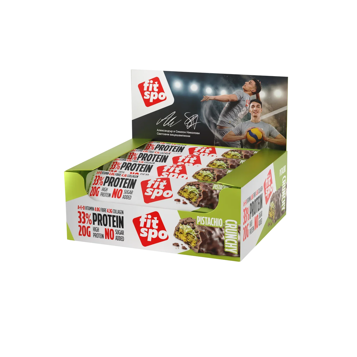 Crunchy Protein Bar Пистачио 33% Протеин /12 x 60 г/ - Feel You