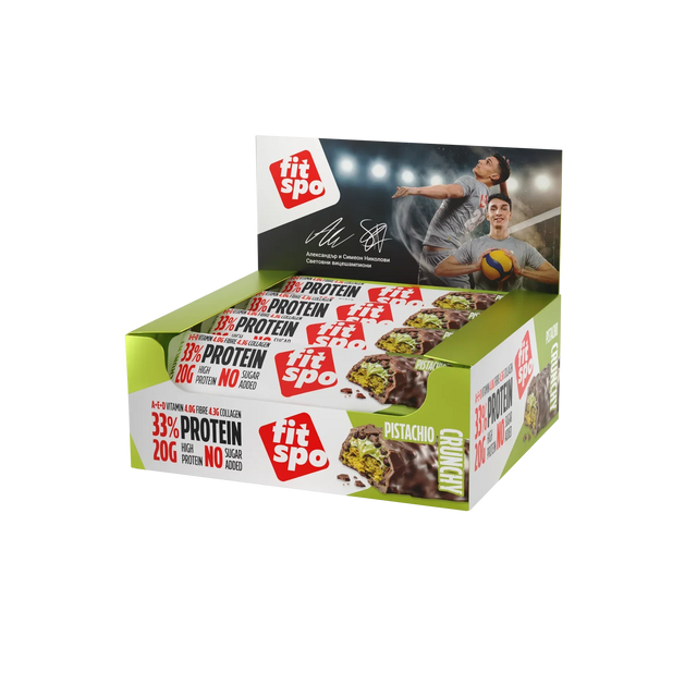 Crunchy Protein Bar Пистачио 33% Протеин /12 x 60 г/ - Feel You