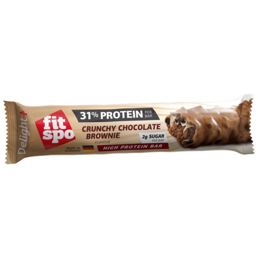 Delight+ Crunchy Protein Bar Шоко Брауни - 60 грама - Nutra Best Bulgaria