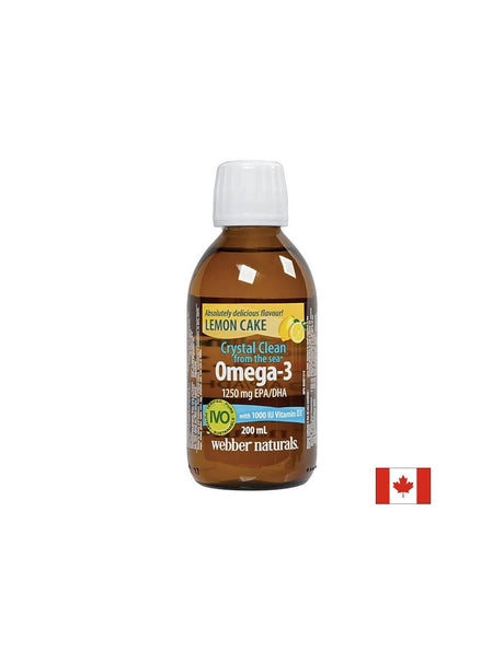 Crystal Clean from the sea® Omega-3 1250 mg (EPA/DHA 750/500) - Омега-3 + витамин D3 1000 IU, 200 ml Webber Naturals - Feel You
