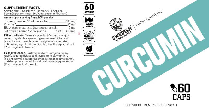 Curcumin Turmeric 500 mg | with Vitamin C & Black Pepper Piperine - 90 капсули - Feel You