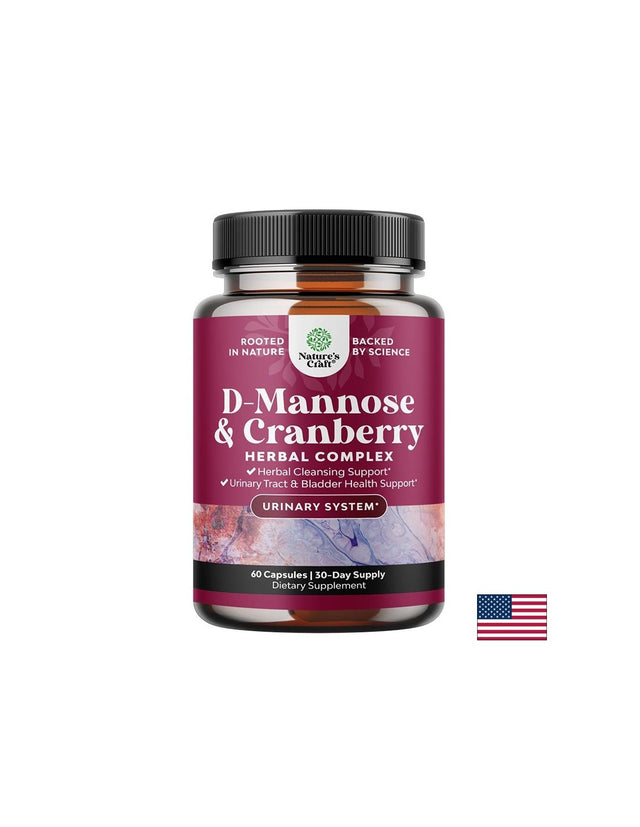 D-маноза 500 mg + Червена боровинка 100 mg – При цистит и инфекции на пикочните пътища, 60 капсули - Feel You