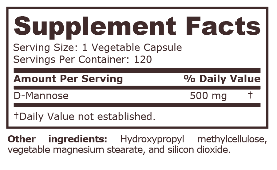 D-MANNOSE 500 mg - 120 Vegetable Capsules