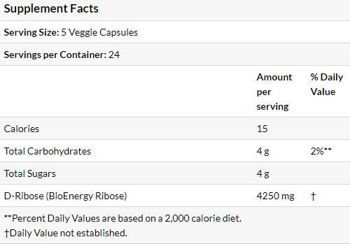 D-Ribose 850 mg - 120 капсули - Feel You