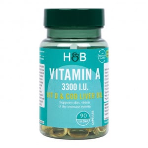 Витамин А и D с рибено масло (Vitamin A + Vit D & Cod Liver Oil) 3300 I.U. 90 капсули, H&B - Feel You