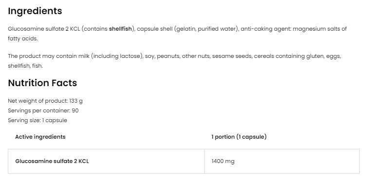 Glucosamine 1400 - 120 капсули - Feel You
