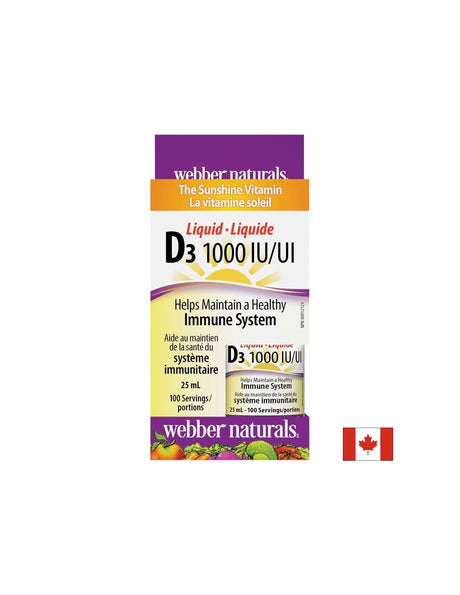 Витамин D3 /течен/ 1000 IU x 25 ml, 100 дози Webber Naturals - Feel You