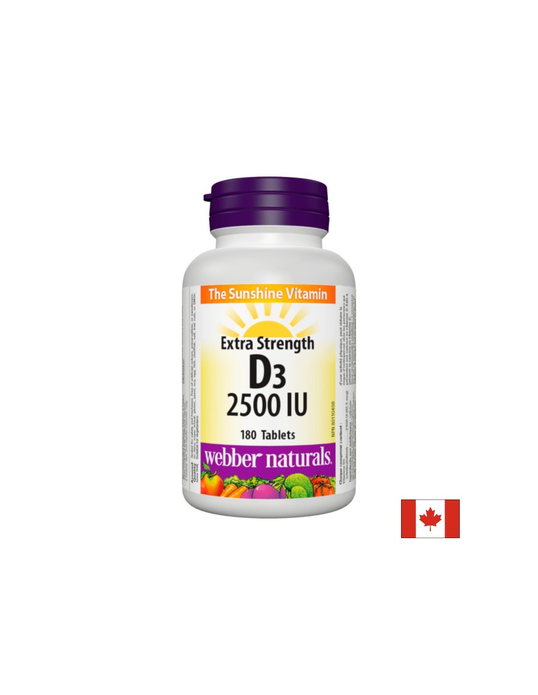 Здрави кости и силен имунитет - Витамин D3 2500 IU, 180 таблетки Webber Naturals - Feel You