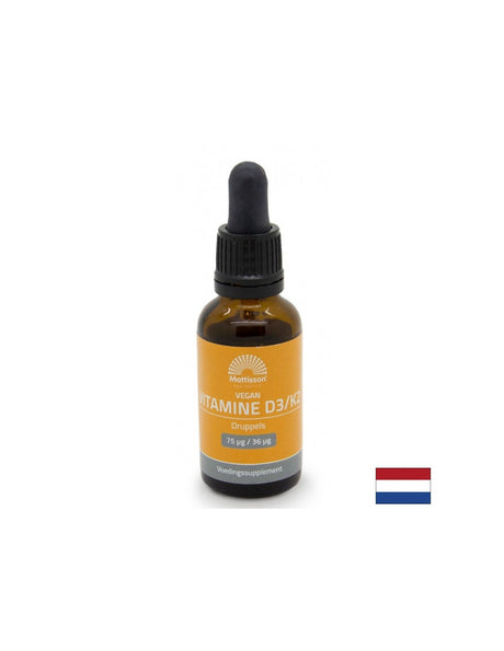Кости и стави - Витамин D3 (300 IU) + K2 (3.6 µg) Веган, 25 ml капки - Feel You