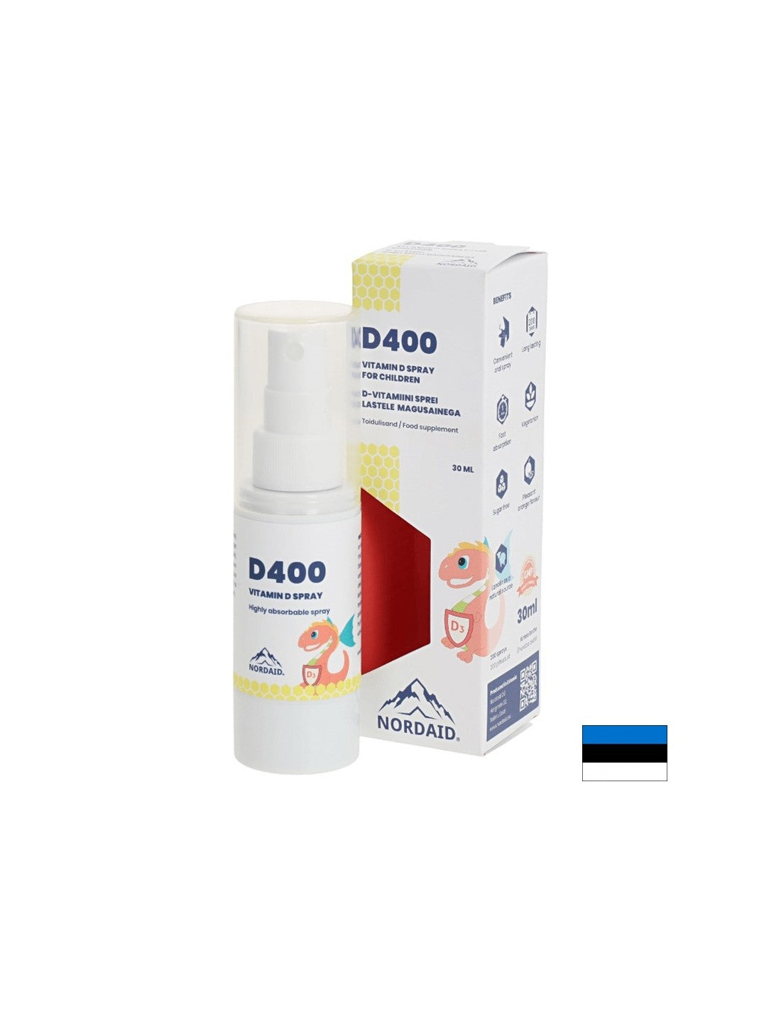 Кости, зъби и имунна защита - Витамин D3 400 IU, спрей за уста, 30 ml / 200 впръсквания Nordaid - Feel You