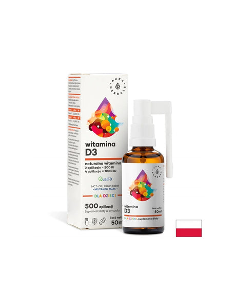 Грижа за костите и силен имунитет - Витамин D3 за деца и възрастни, Спрей за уста, 50 ml Aura Herbals - Feel You