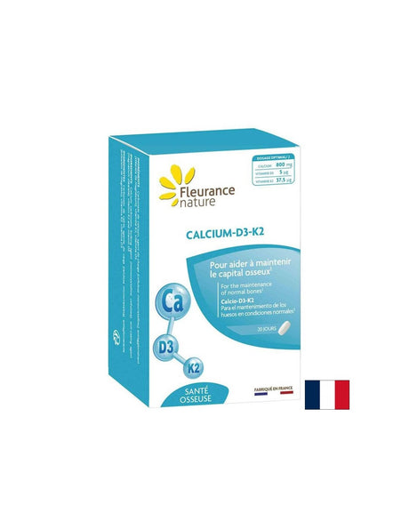 Подпомага костите и зъбите - Калций + Витамин D3, K2, 60 таблетки - Feel You