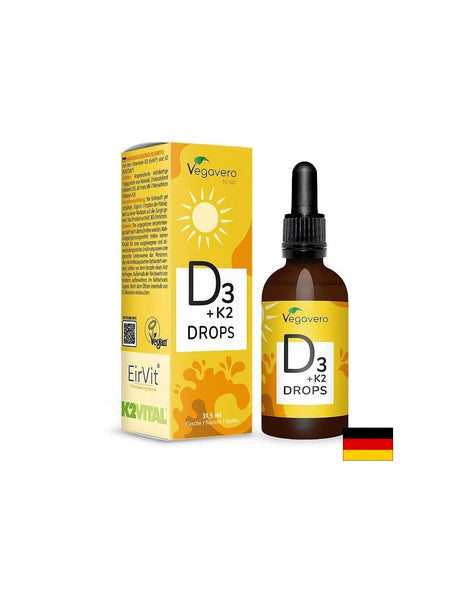 Кости и зъби - Витамин D3 + K2, 60 ml капки - Feel You