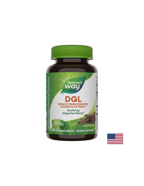 DGL - Deglycyrrhizinated Licorice Extract/ ДиДжиЕл - Деглициризиран сладник / Женско биле х 100 дъвчащи таблетки Nature’s Way - Feel You