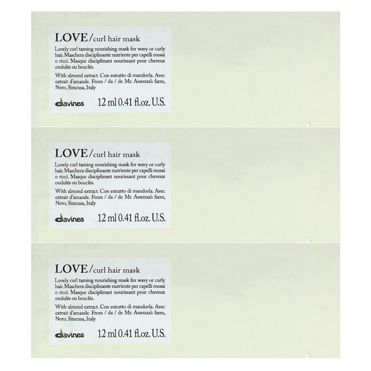 Davines, Love, Hair Treatment Cream Mask, 12 pcs, 12 ml - Feel You