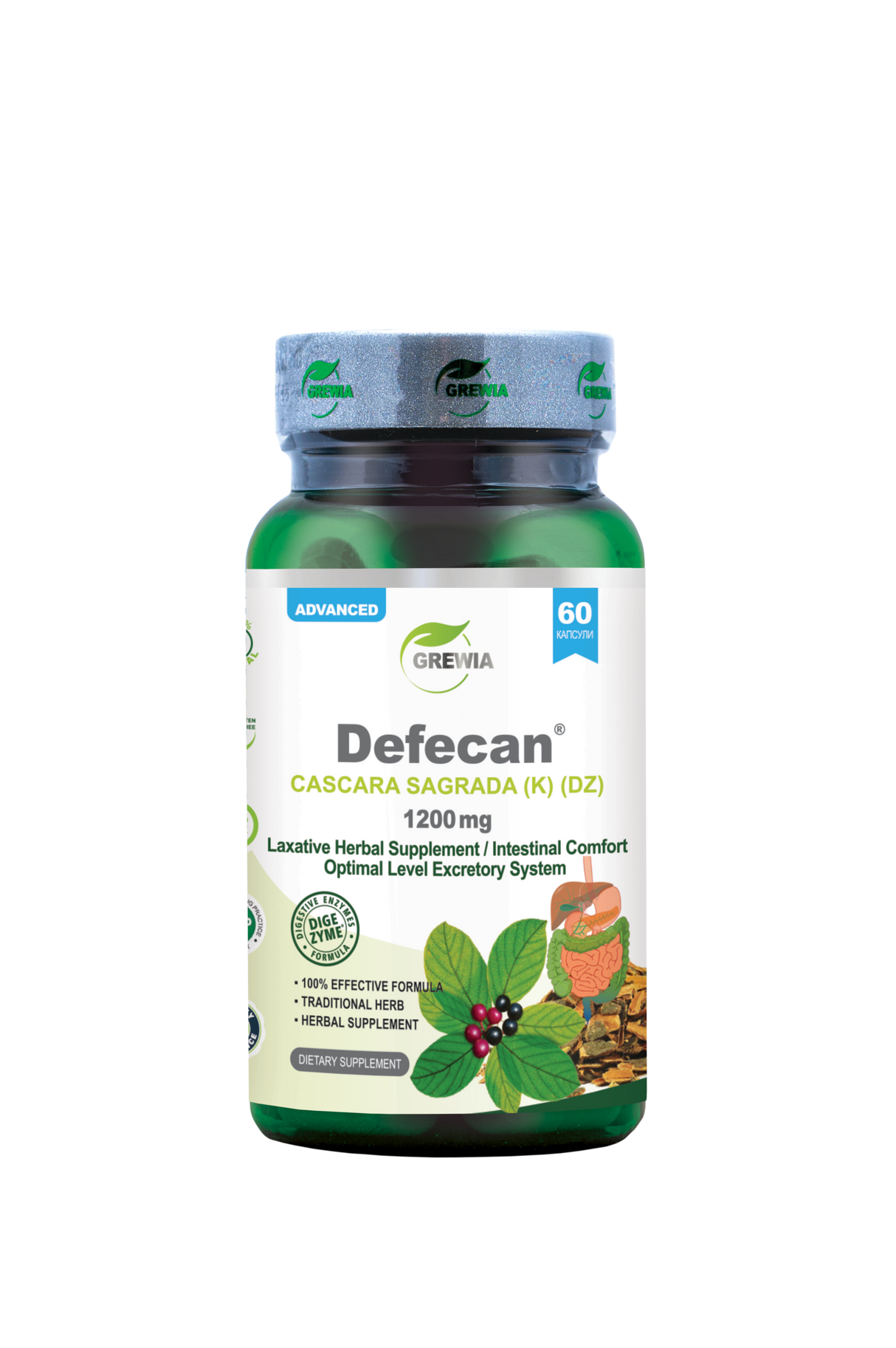 Defecan Cascara Sagrada (K) (DZ), DigeZyme Enzyme Blend – 1200 mg, 60 Caps. - Feel You
