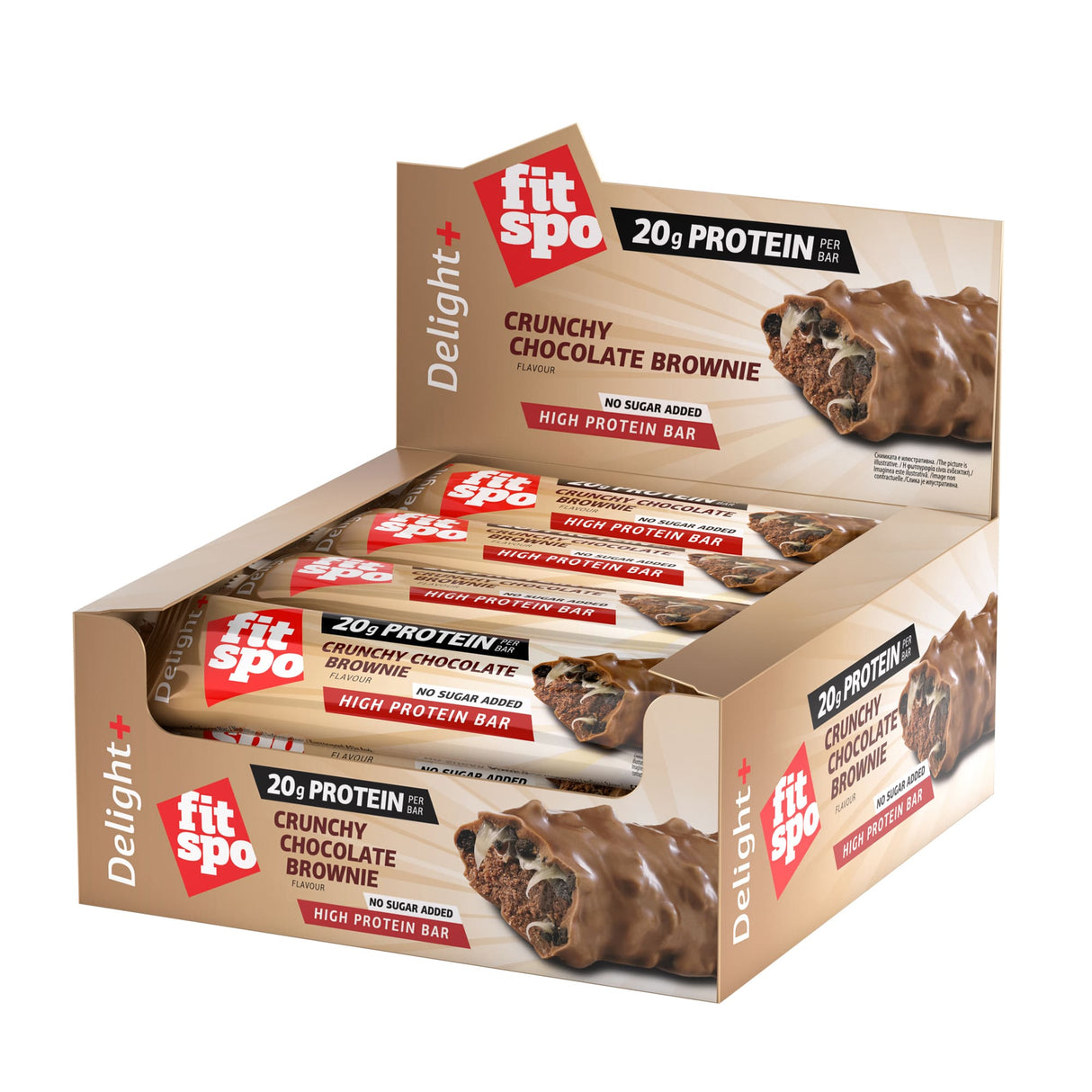 Delight+ Crunchy Protein Bar Шоко Брауни - 12 x 60 грама - Feel You