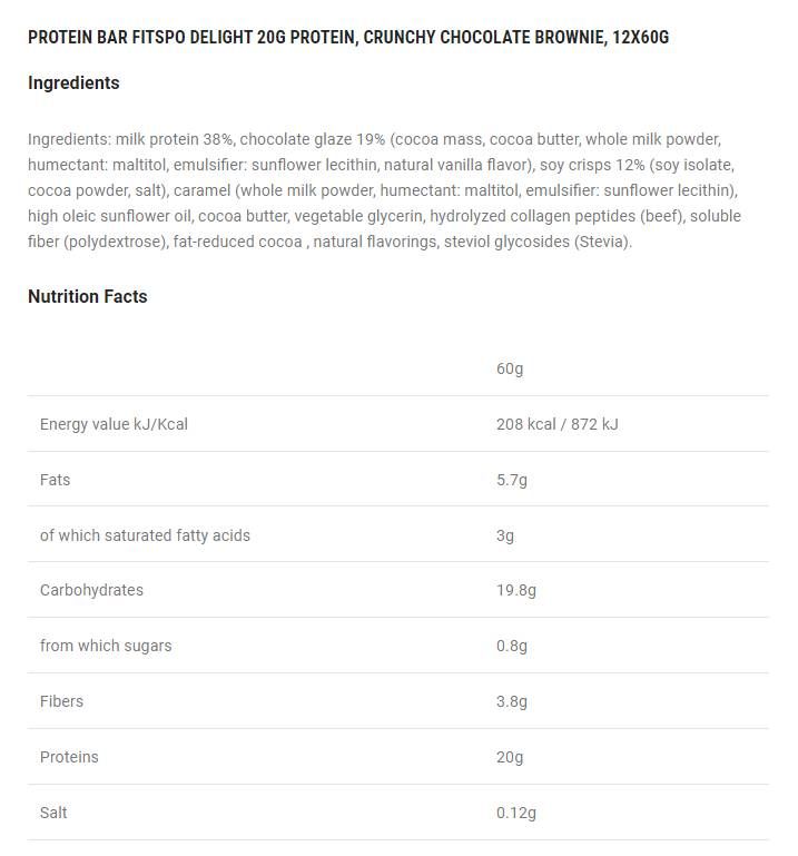 Delight+ Crunchy Protein Bar Шоко Брауни - 60 грама - Feel You