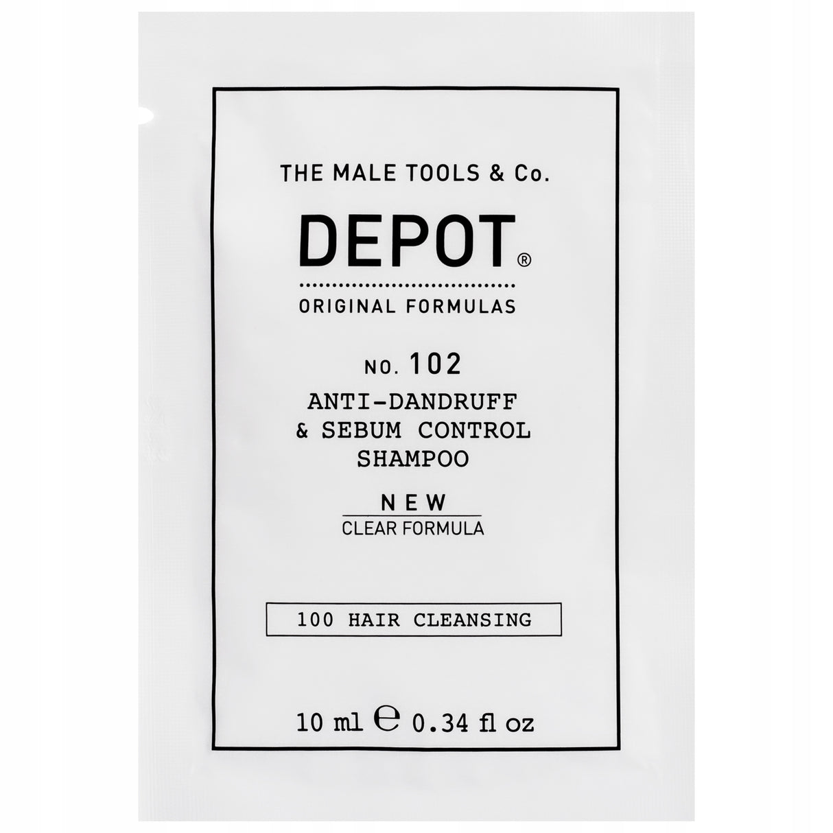 Depot, 100 Hair Cleansing No. 102 Clear Formula, Botanical Complex, Hair Shampoo, Anti-Dandruff & Sebum Control, 10 ml - Feel You