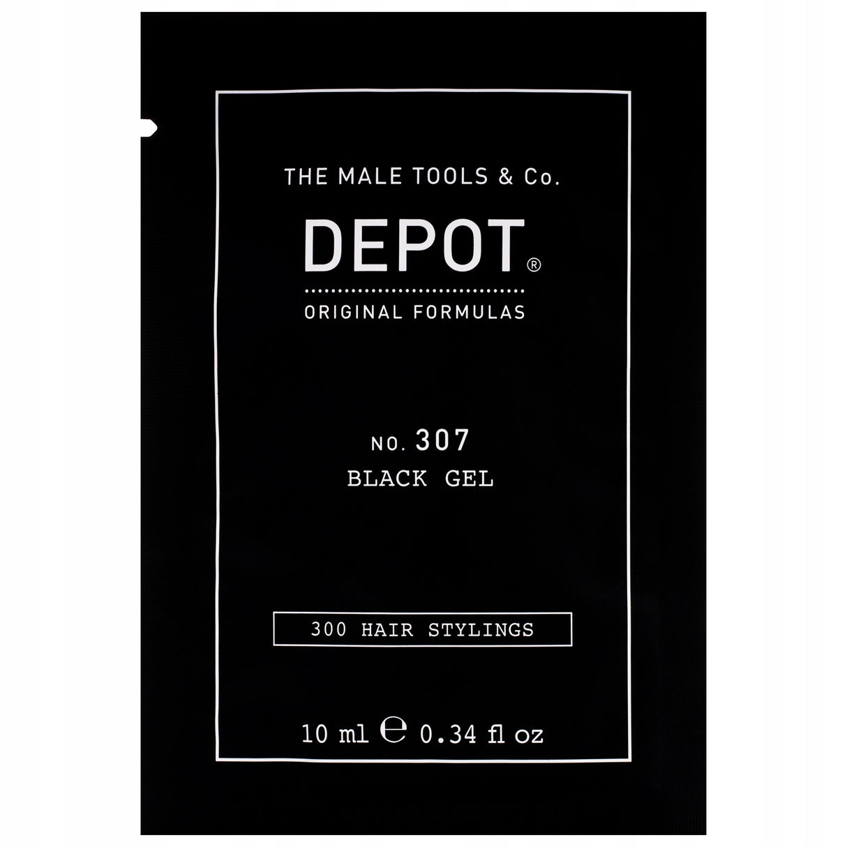 Depot, 300 Hair Stylings No. 307 Black, Botanical Complex, Hair Styling Gel, Temporary Coverage & Volume, Medium Hold, 10 ml - Feel You
