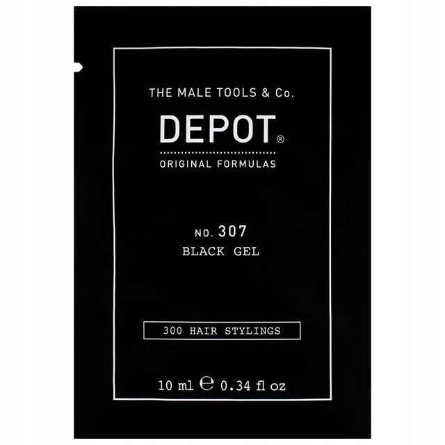 Depot, 300 Hair Stylings No. 307 Black, Botanical Complex, Hair Styling Gel, Temporary Coverage & Volume, Medium Hold, 10 ml - Feel You