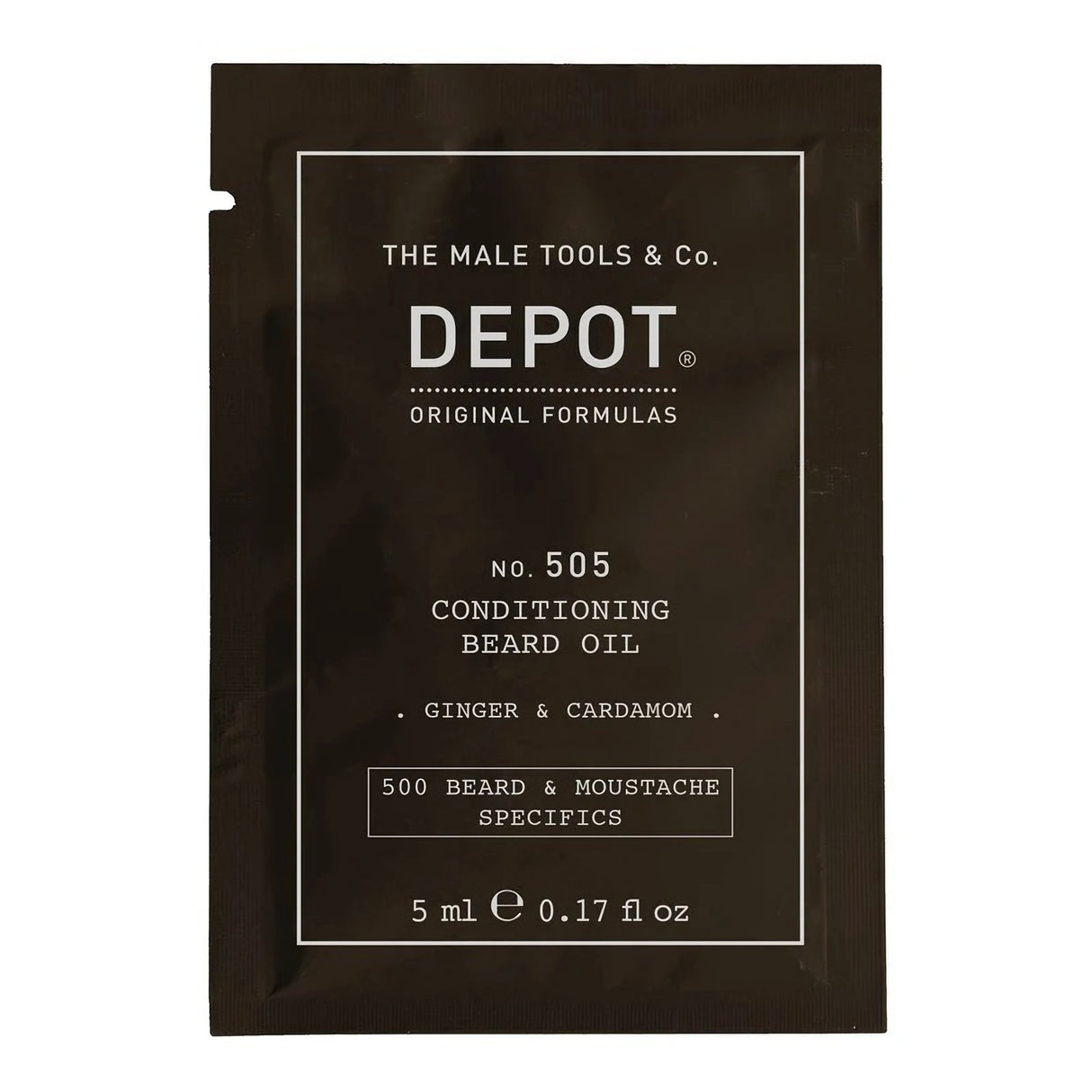 Depot, 500 Beard & Mustache Specifics No. 505, Beard Oil, Ginger & Cardamom, For Shine & Softness, 5 ml - Feel You