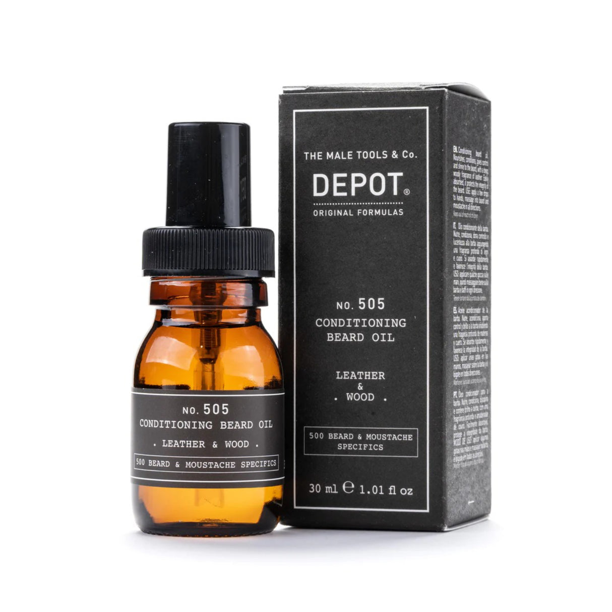 Depot, 500 Beard & Mustache Specifics No. 505, Beard Oil, Leather & Wood, For Shine & Softness, 30 ml - Feel You