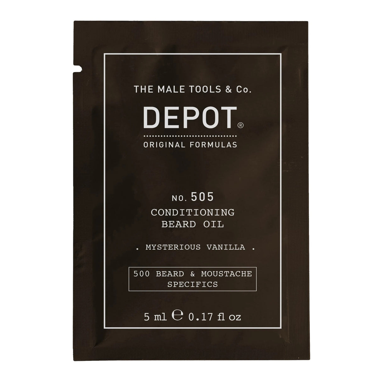 Depot, 500 Beard & Mustache Specifics No. 505, Beard Oil, Misterious Vanilla, Vitamin E, For Shine & Softness, 5 ml - Feel You