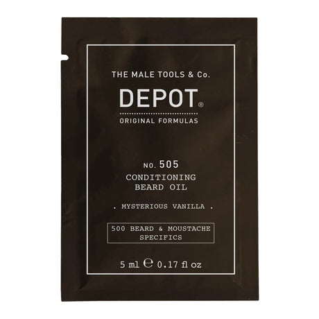 Depot, 500 Beard & Mustache Specifics No. 505, Beard Oil, Misterious Vanilla, Vitamin E, For Shine & Softness, 5 ml - Feel You