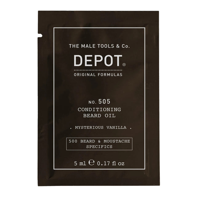 Depot, 500 Beard & Mustache Specifics No. 505, Beard Oil, Misterious Vanilla, Vitamin E, For Shine & Softness, 5 ml - Feel You