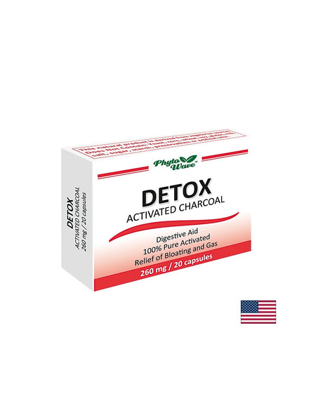 Detox Activated Charcoal/ Детокс активен въглен 260 mg х 20 капсули - Feel You