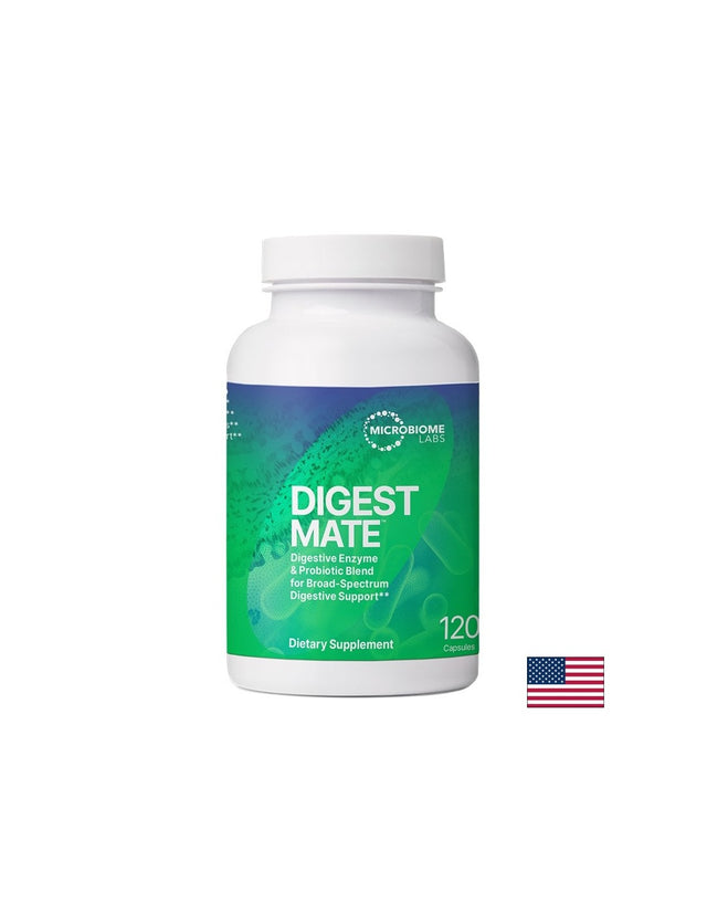 Храносмилателни ензими + пробиотици – При подуване, тежест и нарушено храносмилане, Digest Mate™, 570 mg, 120 капсули - Feel You