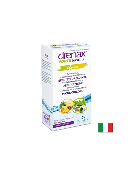 Диуретична формула срещу затлъстяване и целулит - Дренакс - Drenax® с ананас, касис и зелен чай, 15 сашета с течност х 15 ml - Feel You