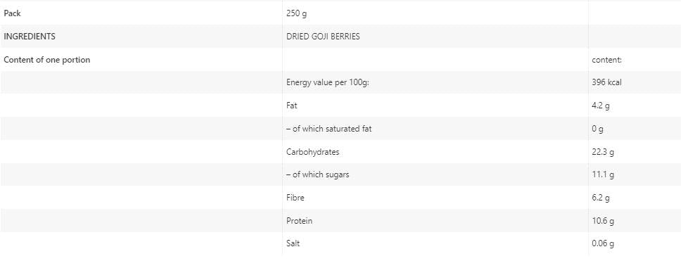 Dried Goji Berries - 250 грама - Feel You