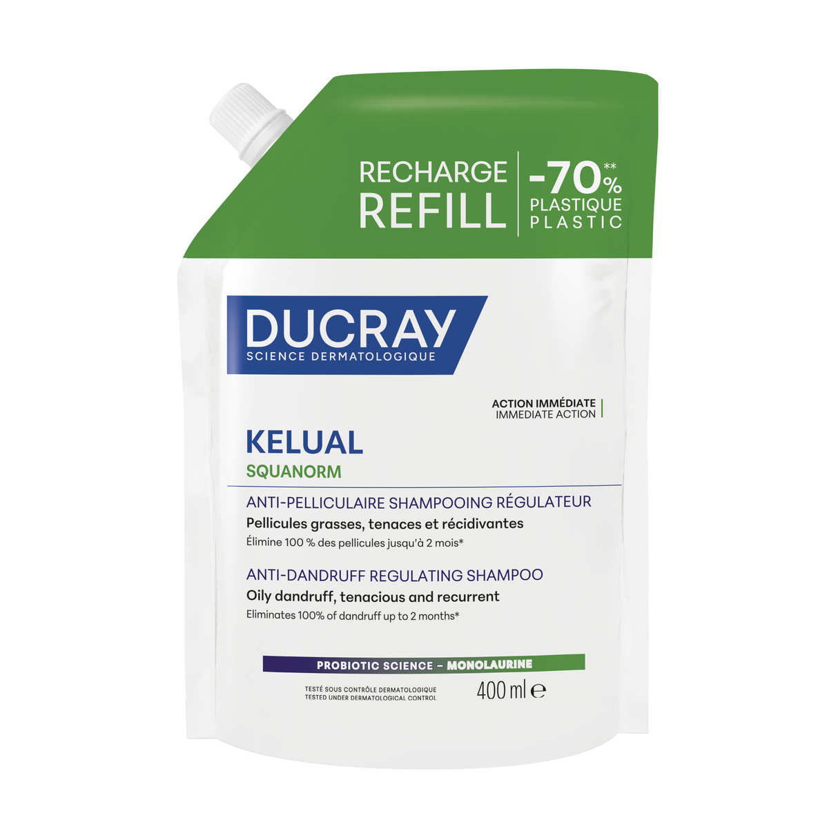 Ducray, Kelual Squanorm, Hair Treatment Shampoo, Anti-Dandruff, For Scalp With Oily Dandruf, Refill, 400 ml - Feel You